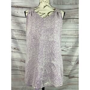 Banana Republic Silk Tank Top Womens 6 Lined v Neck Lavendar Racerback Pleated